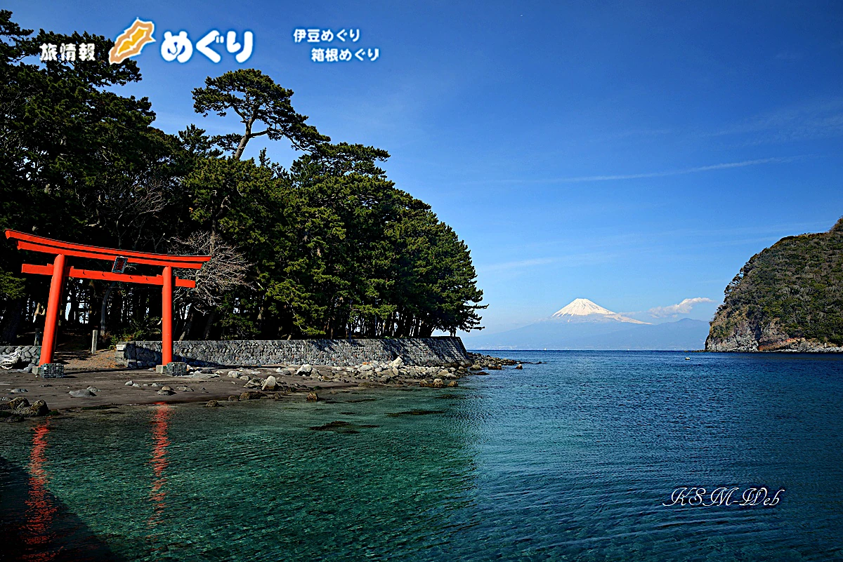 諸口神社の鳥居と富士山の写真